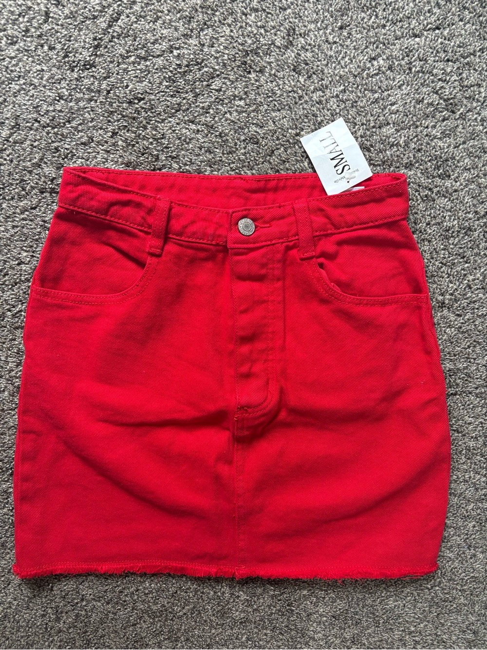 Brandy Melville Red Denim Mini Skirt